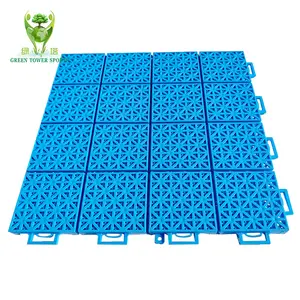 Material de cancha deportiva portátil entrelazado Pp inteligente, azulejos de plástico, suelo de baloncesto temporal para exteriores