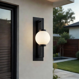 Водонепроницаемый Опаловый стеклянный наружный настенный светильник с яркой лампой для сада, балконных коридоров, алюминиевая основа - Product Image 1