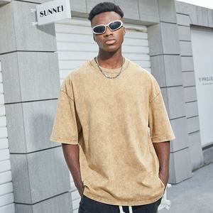 <b>High</b> Quality Heavy Cotton Mens <b>Tshirts</b> Boxy Street Wear Wash Brown Custom logo <b>Tshirts</b> Supplier - Product Image 3