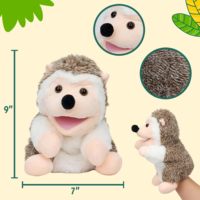 Marionnette de poche hérisson pour animaux de compagnie, marionnette en peluche douce de 9 pouces avec bouche mobile, décoration pour espace animalier et maison