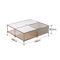 Table basse moderne en acier inoxydable et verre, modulaire, double couche, pour petit appartement, salon