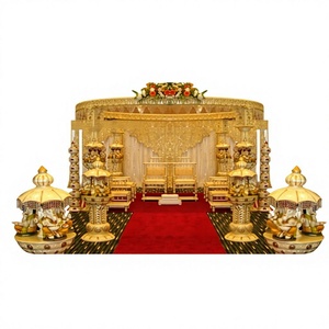 Latest Wedding Ganesha Mandap Wedding Ganpati Fiber Mandap Set Sale New Design Wedding Fiber Golden Mandap Set Decoration USA - Product Image 1