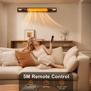 Calentador Radiante Halógeno Infrarrojo Eléctrico de 3000W, IP65 Impermeable, Control por Aplicación, 991*130*108mm, Control Remoto - Product Image 2