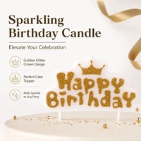 Bougie Lettre Joyeux Anniversaire Dorée Scintillante Couronne pour Décoration de Gâteau de Fête d'Anniversaire – Approvisionnement Direct Usine