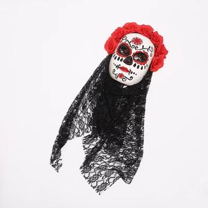 Máscara <span class=keywords><strong>Mexicana</strong></span> del Día de los Muertos, Máscara de Fantasma para Mujer, Máscara de Novia, Máscara de Terror para Disfraces - Product Image 2