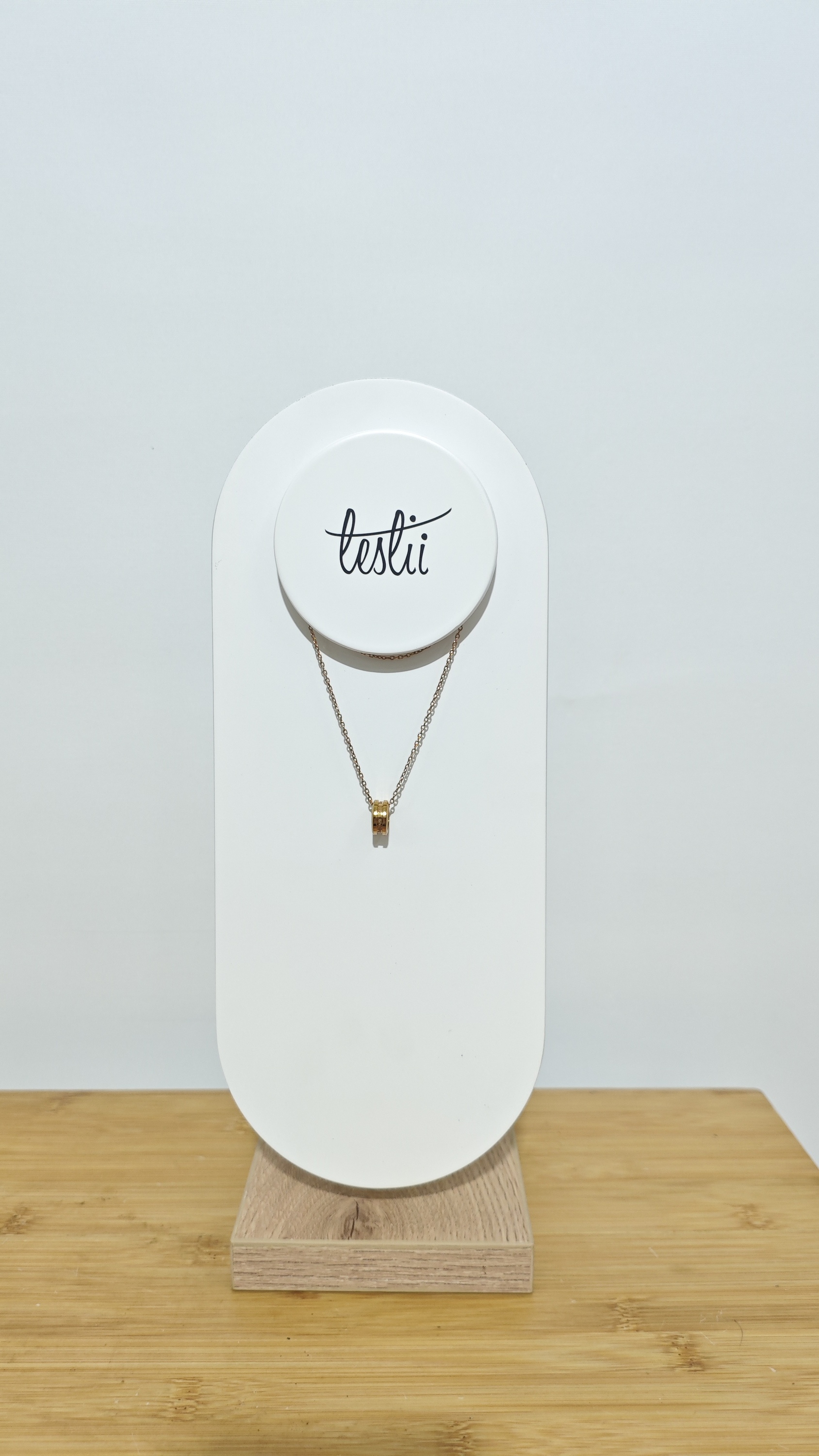 Garment Display Stand Wood Round Ornaments Promotion Station MDF Painting Counter Top Stand Portable for Retail Shop — view 5