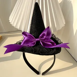 Cadılar bayramı aksesuarları hairband parti Cosplay dekore hairhoop sevimli saç aksesuarları cadı şapkası yay dantel kadın bantlar