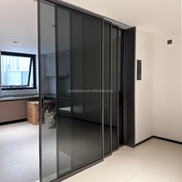 Porte coulissante moderne à double vitrage avec cadre en aluminium, étroite et fine, pour intérieur et extérieur, idéale pour salon et chambre.