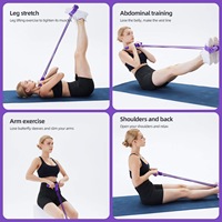 Máquina de Ejercicios Abdominales con Pedal para Piernas, Entrenador de Abdominales con 4 Tubos Antideslizantes, Banda de Resistencia para Ejercicios de Abdominales