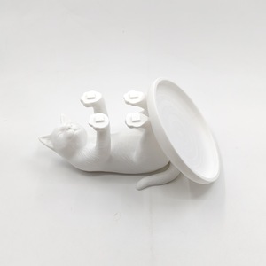 Plateau à bijoux en forme de chat mignon imprimé en 3D, organisateur de rangement de bureau, décoration animale pour la maison - Product Image 1