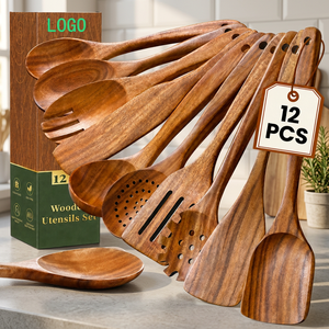 Ensemble d'ustensiles de cuisine en teck Tianzhu, 12 pièces, résistant au four, au micro-ondes et au lave-vaisselle - Product Image 3
