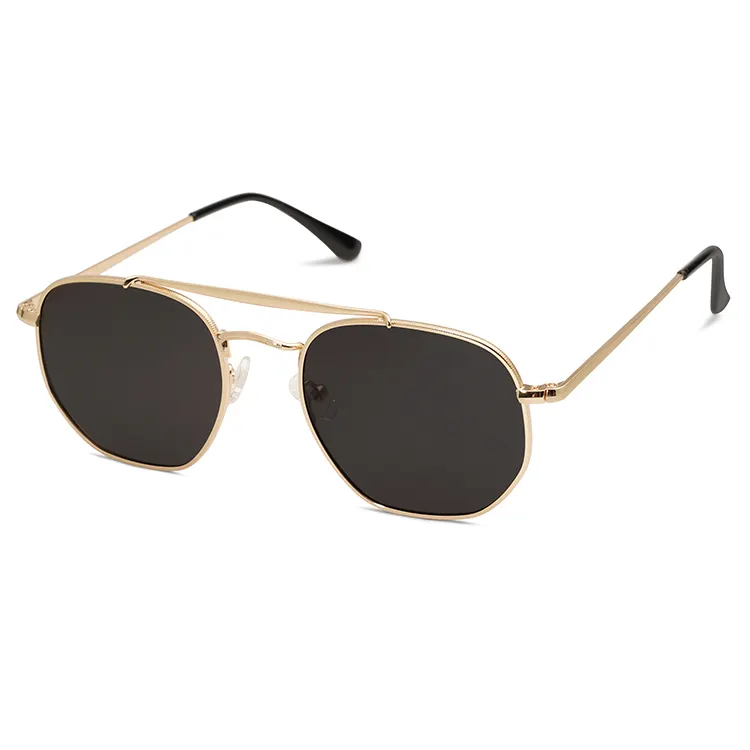 Vanlinker Vintage Metal Frames UV400 Polarized Shades Mirrored Polygon Lens Sunglasses For Women Men