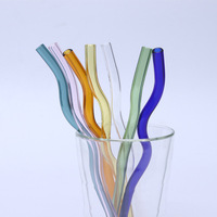 Pailles à boire en verre borosilicate ondulé, style paille, pour café, lait, thé, plusieurs couleurs, 8*200mm, 1 pièce, accessoires de bar