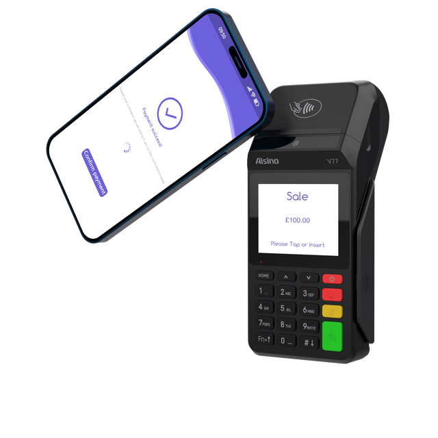 Aisino Capacitive Screen New POS V77 Credit Debit Card Machine with MSR/IC/Contactless Readers and 1 Year Warranty