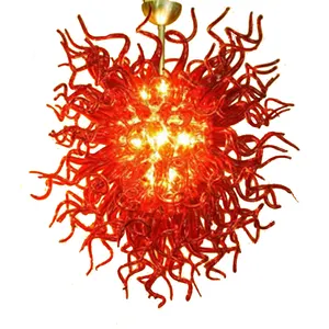Factory Price Hanging Lamps Wedding Living Room Chihuly Style Modern Red Glass Chandelier