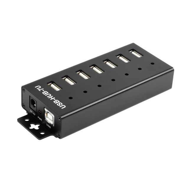 Waveshare Industrial Grade Metal USB Hub with 7 USB 2.0 Ports ESD Protection MTT Technology