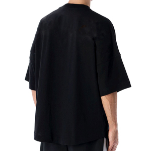 T-shirt décontracté premium de créateur à épaules tombantes, noir uni, coupe carrée, en coton, oversize, vierge, pour l'été, pour fabricants - Product Image 3