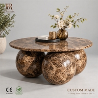 Table basse moderne en marbre brun, table ronde en Emperador foncé, table basse en pierre naturelle pour la décoration de salon de luxe