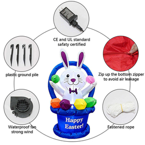 1.2-meter Easter Inflatable <b>Egg</b> <b>Basket</b> Rabbit Air Model Outdoor Festival Decoration LED Light Courtyard Ornament - Product Image 5