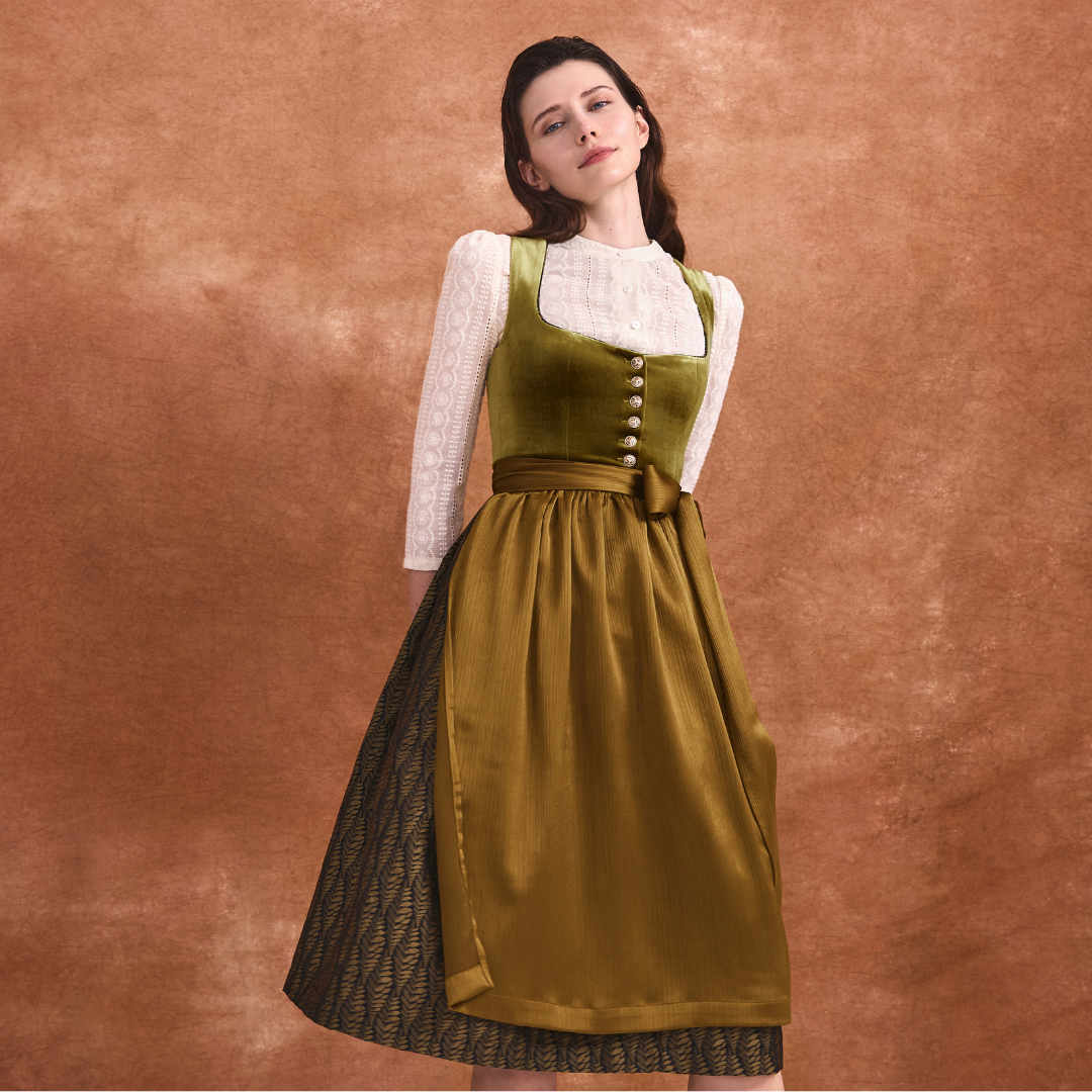 chinese dress ladies 2 PC Festive Long White Krueger Collection Dirndl / Wedding Dirndl Deborah main image 0