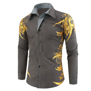 Camisa Casual de Moda Europea y Americana 2026, Camisa con Estampado Bronceado, Camisa Retro con Solapa para Hombre, Talla Europea - Product Image 5