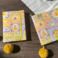 Couverture de livre en tissu réutilisable LABON, carnet A5, journal en tissu amovible, illustration florale de chat, agenda, papeterie durable, cadeau