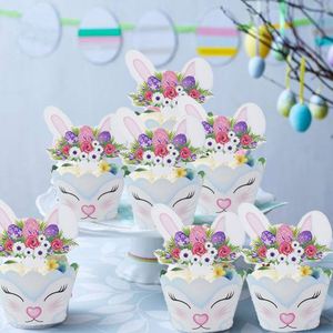 Décoration de fête sur le thème de Pâques : Lapin mignon personnalisé pour cupcakes, carte latérale DIY, cadeau pour enfant - Product Image 6