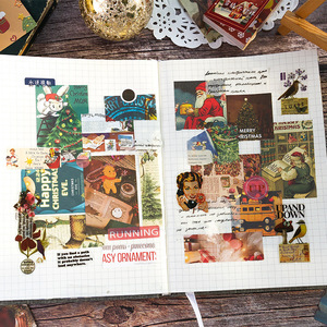 100 tờ/mảnh giáng sinh loạt chữ, ghi chú retro nhỏ, Sổ ghi chép, ảnh ghép, giấy vật liệu trang trí, 6 kiểu - Product Image 3