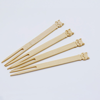 Eco Bamboo Mini Classic Carved Fruit Fork & Yogurt Bowl Set Compostable Paint-Free Eco-Friendly Disposable Food Safe for Parties