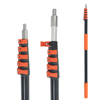Perche de nettoyage télescopique à prise confortable avec verrous à dégagement rapide orange pour le nettoyage domestique et le lavage des panneaux solaires