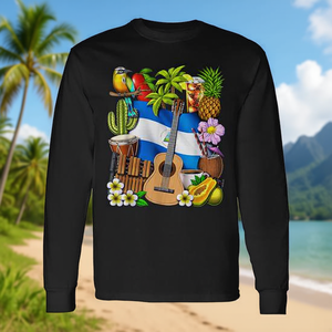 Camiseta de Manga Larga con la Bandera de Nicaragua, Raíces Nicaragüenses, Herencia - Product Image 3