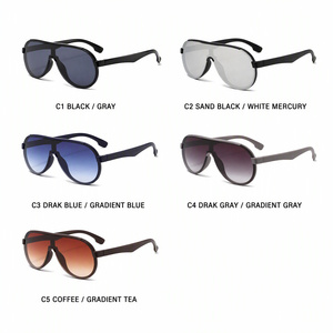 Gafas de sol Sunray de una pieza con montura frontal ancha, protección UV400, estilo europeo y occidental para uso diario en la ciudad. - Product Image 5