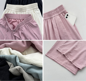 OEM New Fashion <span class=keywords><strong>pantaloni</strong></span> lunghi in seta di ghiaccio da donna <span class=keywords><strong>pantaloni</strong></span> larghi a gamba dritta <span class=keywords><strong>con</strong></span> ampie tasche per una rapida asciugatura - Product Image 6