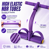Pedal Elástico Multifuncional de 8 Tubos para Abdominales, Cuerdas de Tracción para Ejercicios de Cuerpo Completo, Pedal de Estiramiento