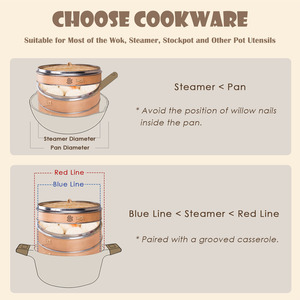 JUSEN Vaporera China Artesanal de Madera con Anillo de Acero Inoxidable, Capacidad de 5-6L, Apta para Gas e Inducción, Vaporera de Bambú para Dim Sum - Product Image 6