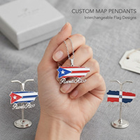 Venta al por mayor de logotipo personalizado de metal de acero inoxidable Puerto Ricos mapa colgante collar