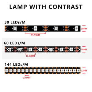 5 m/lotto WS2815 <span class=keywords><strong>Flex</strong></span> <span class=keywords><strong>LED</strong></span> Strips 30 60 144 LEDs/M SMD 5050 RGB Magic Color IC integrato Dual Signal luce indirizzabile in modo indipendente - Product Image 5