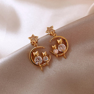 2022 New Trendy <span class=keywords><strong>Moon</strong></span> ciondola temperamento strass ciondolo ragazza festa gioielli regalo nappe orecchini per le donne - Product Image 3