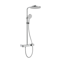 JOMOO – ensemble de douche thermostatique à effet pluie avec bouton poussoir, robinet de douche à 3 fonctions, système de mélangeur de douche mural avec étagère