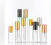 Flacon en verre transparent de 5 ml, 8 ml, 10 ml, 15 ml, 20 ml avec pulvérisateur à pompe en aluminium et tube à capuchon long, mini flacon de parfum vide rechargeable