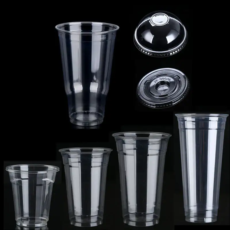 Tasse en plastique avec logo imprimé personnalisé de haute qualité pour animaux de compagnie, tasse à bulles, thé, café, smoothie, jus, boissons froides, tasse en plastique avec couvercle