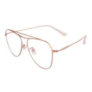 <span class=keywords><strong>Double</strong></span> <span class=keywords><strong>Pont</strong></span> Rose Or Chine En Gros Fantaisie Rétro Dames Titane Mode Lunettes Cadre - Product Image 1