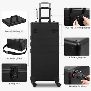 Maletín de <span class=keywords><strong>Maquillaje</strong></span> Profesional 5 en 1 de Aluminio con Ruedas, Cierre de Seguridad, Organizador de Almacenamiento Extra Grande y Resistente para Maquilladores - Product Image 4