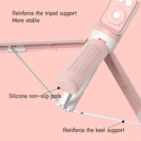 Avec deux anneaux lumineux à LED Anti-dérapant Bureau Rose Réglable BT-alized Support de téléphone Selfie Stick pour TiktoLive Streaming