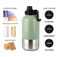 Botella de Agua Portátil 3 en 1 para Perros, de Acero Inoxidable Aislado, con Logotipo Personalizado, Contenedor de Alimentos y Tazón para Perros, para Viajes al Aire Libre