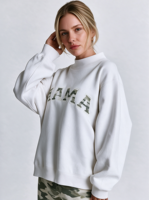 Sweat-shirt à col montant pour femme en viscose à pois, molleton de coton, coupe ample, style streetwear décontracté