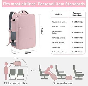 Sac à dos de voyage pour femme, sac à dos de cabine avec poche pour bouteille d'eau et compartiment à chaussures, compatible ordinateur portable 15,6 pouces, approuvé par la TSA pour les vols - Product Image 2