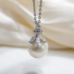 31462 Accesorios de Perlas DIY, Colgante de Plata S925 con Cuentas Redondas de 11-13 mm, Base Vacía, Colgante de Collar Moderno para Mujer - Product Image 3