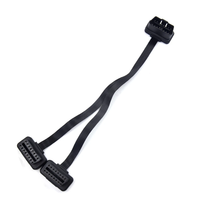 Flat+Thin 16Pin OBD 2 Extender OBD2 16 Pin ELM327 Male to Dual Female Y Splitter Elbow OBDII Extension Connector Cable