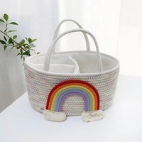 Panier de rangement pour couches en coton tressé rond pliable moderne avec poignées, design lettres pour bébé